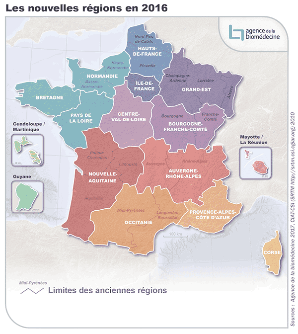 Figure CSH R8. Nouvelles  régions existant depuis le 1er janvier 2016
